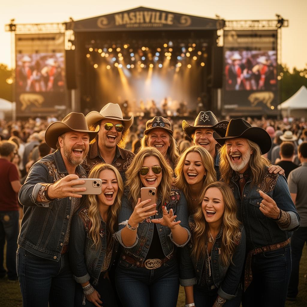 Country music fans creating and sharing festival content